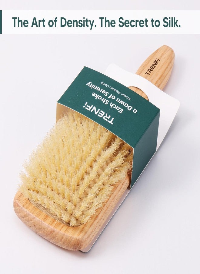 TRENFI Heritage Solid Red Oak Paddle Brush - 100% Soft Boar Bristles (No Nylon) - Volumizing & Polishing Tool for Fine, Thin Hair & Short Styles - Gentle Scalp Massage & Beard Grooming - Image 5